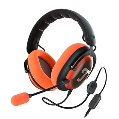 Abbildung von Teufel ZOLA Gaming Kopfhörer mit 7.1 USB Soundkarte, DTS Headphone:X® 2.0 Surround Sound,Einstellbarer Mikrofonarm HD Kondensator Mikrofon, PC, Bequeme Passform Schwarz Orange