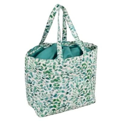 Abbildung von Hobby Gift Basteltasche mit Kordelzug Aufbewahrungstasche aus Wolle, Garnhalter 100% Baumwolle, 43 x 29 17 cm Eukalyptus