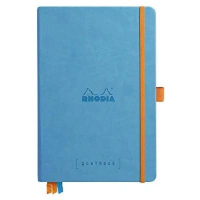 Abbildung von Rhodia 118576C Notizheft Goalbook (DIN A5, 14,8 x 21 cm, Dot, praktisch und trendige, mit festem Deckel, 90g weißes Papier, 120 Blatt) 1 Stück, Türkis