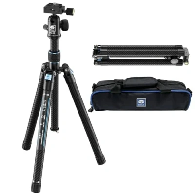 Abbildung von SIRUI Carbon Stative Kamera mit BG40 360 Kugelkopf, Höhe 152cm,900g Leichtes Reisestativ Schnellwechselplatte für DSLR Camcorder,Max.Traglast 10kg,Traveler X III