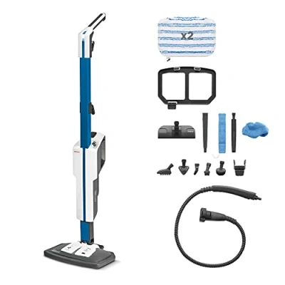 Abbildung von Polti Vaporetto SV620_Style, Dampfbesen mit integriertem Handreiniger, Fußboden und Teppichreinigung, Extra Dampffunktion, 15 Zubehörteile, vertikale Parkposition, blau