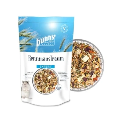 Abbildung von bunnyNature RennmausTraum Expert Alleinfuttermittel für Rennmäuse Nager Futter Mix mit Vitaminen, Power Ingredients &amp; Mehlwürmern 500g