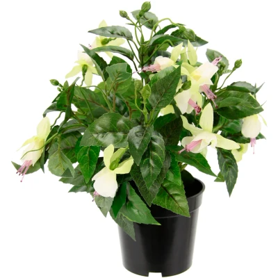 Abbildung von I.GE.A. Kunstblume &quot;Fuchsien&quot;, Im Topf Zimmerpflanze Deko Doppelblütenblätter Topfpflanze Hybrid Hort