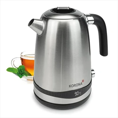 Abbildung von KORONA Wasserkocher 1,7L Edelstahl 2200 W Temperaturanzeige 40 100 C, 1.7 l,