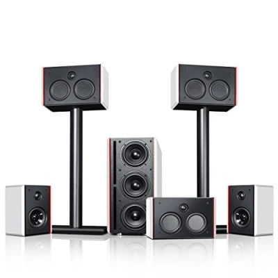 Abbildung von Teufel System 4 THX 5.1 Heimkino Lautsprecher mit Compact Speaker Lizenz, Filmton und Musik Wiedergabe auf Niveau, 2 Wege Dipole für Kino Atmosphäre, Hochleistungs Subwoofer weiß