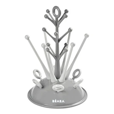 Abbildung von BÉABA, Flaschenabtropfschale für Baum, große Kapazität, 6 Fläschchen und Zubehör, abnehmbare Wasserauffangschale, praktisch, cleveres Design, Hellgrau