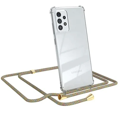 Abbildung von EAZY CASE Handykette kompatibel mit Samsung Galaxy A72 / 5G Handyhülle Umhängeband, Handykordel Schutzhülle, Silikonhülle, Hülle Band, Stylische Kette für Smartphone, Rainbow