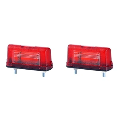 Abbildung von BUL BARS 2 x Kennzeichenleuchte 12V 24V mit E Prüfzeichen Nummernschildleuchte Kennzeichenbeleuchtung Kennzeichen Auto Rück Hinten Rot LKW PKW KFZ Set Birne