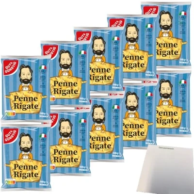 Abbildung von Gut&amp;Günstig Nudeln Penne Rigate Pasta aus Italien 10er Pack (10x500g Beutel) + usy Block