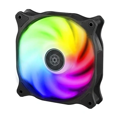 Abbildung von SilverStone Technology SST AB120R ARGB Air Blazer Computergehäuse Lüfter 120 mm, Flüssigkeitslager, transparente Lüfterblätter mit schwarzem Rahmen, hoher Luftdurchsatz, adressierbares RGB 90185