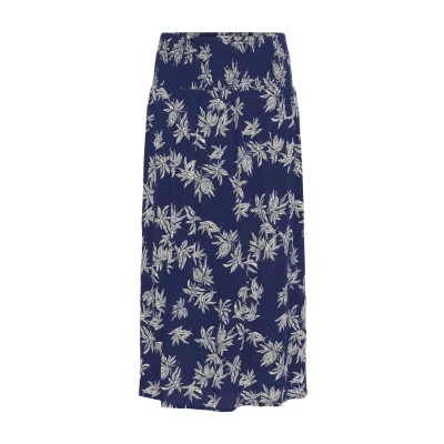 Abbildung von Kaffe Skyla Casual FIT Faltenrock, Damen, Größe: Medium, Blue white leaf print
