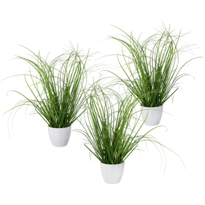 Abbildung von Creativ green Kunstgras &quot;Grasbusch&quot;, 3er Set, im dekorativen Kunststofftopf