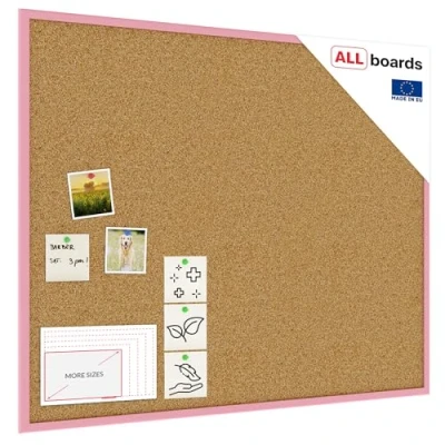 Abbildung von ALLboards Pinnwand mit Rosafarbenem Holz Rahmen 100x80cm Korktafel Korkwand Kork