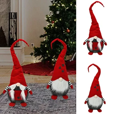 Abbildung von Cepewa Wichtel Wichtelmann Wichtelfrau rot 2er Set H100cm zum Aufstellen Metall Polyester Weihnachtswichtel Zwerg Weihnachtsdeko (1 x Wichtelpaar rot/schwarz)