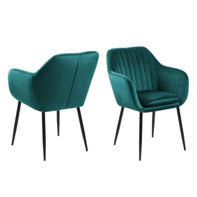 Abbildung von AC Design Furniture Wendy Esszimmerstuhl, B: 57 x T:61 H: 83 cm, Flaschengrün/Schwarz, Samt/Metall, 1 Stk.