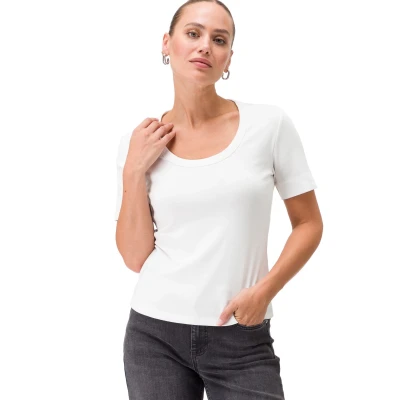 Abbildung von zero MIT Rundhalsausschnitt Tshirt basic, Damen, Größe: 38, Offwhite