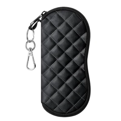 Abbildung von MoKo Brillenetui [Ultra Lightweight] Webstoff Sonnenbrille Tasche mit Reißverschluss für Brillen, Rahmen, Tragbare Case Tragetasche Schlüssel, Bleistifte, Karten, Schwarzer Rhombus