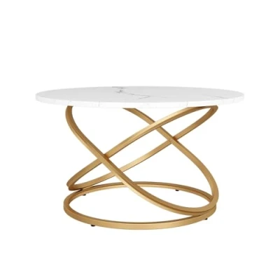 Abbildung von Vicco Couchtisch Calgary, Weiß/Gold, 79.5 x 46 cm mit große Arbeitsfläche