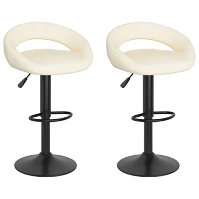 Abbildung von vidaXL 2X Barhocker Drehbar Höhenverstellbar Küchenhocker Barstuhl Tresenhocker Thekenhocker Tresenstuhl Bistrohocker Bar Stuhl Hocker Creme Samt