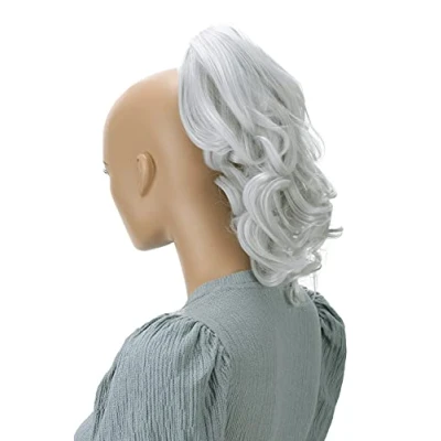 Abbildung von CAISHA 35cm Haarteil Helena Zopf Haarverlängerung mit Butterflyklammer Voluminös Gewellt Grau H127