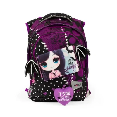 Abbildung von Giochi Preziosi Go Pop Rucksack, erweiterbar, rund, Modell Dark Love, 3 Fächer und Innentaschen, gepolsterter Rücken Schultergurte, mit personalisiertem Band Up, mehrfarbig, L, Casual