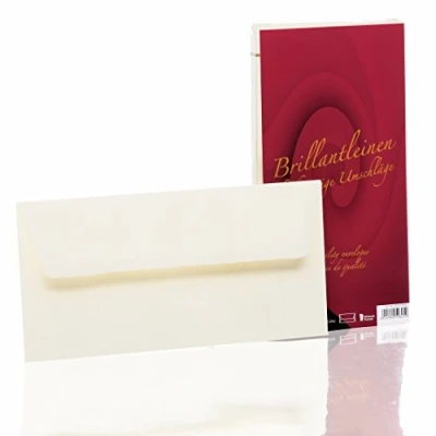 Abbildung von Rössler edel Briefumschläge ohne Fenster Brillantleinen Kuvert 25 Stück DIN lang Briefpapier Hochzeit Farbe: Ivory