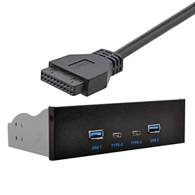 Abbildung von Xiwai USB C &amp; 3.0 HUB 4 Ports Frontpanel zu Motherboard 20pin Anschlusskabel für 5,25 Zoll CD ROM Schacht