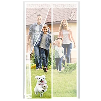 Abbildung von EXTSUD Fiberglas Magnet Fliegengitter Tür, Magnetvorhang Insektenschutz Balkontür,Langlebiger,Kratzfest,Stärkere Magneten Fliegenvorhang für Balkontür,Kellertür und Terrassentür (Weiß 90x210cm)