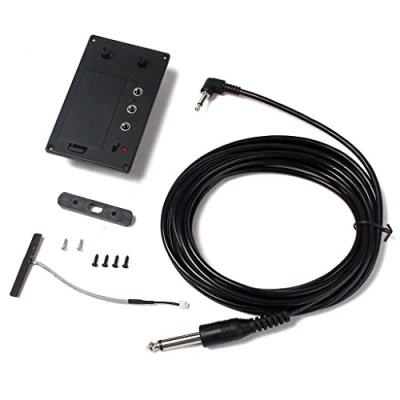 Abbildung von Alnicov Electric Violin Silent EQ Tonabnehmer Piezo mit Kopfhörer und Stecklochkabelsatz