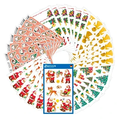 Abbildung von AVERY Zweckform 318 Aufkleber Weihnachten im Set (Made in Germany, Weihnachtssticker klassik, Weihnachtspost, selbstklebend, Glitzer, gold, Weihnachtsdeko, Geschenke, Karten, Weihnachtsgrüße) 51002