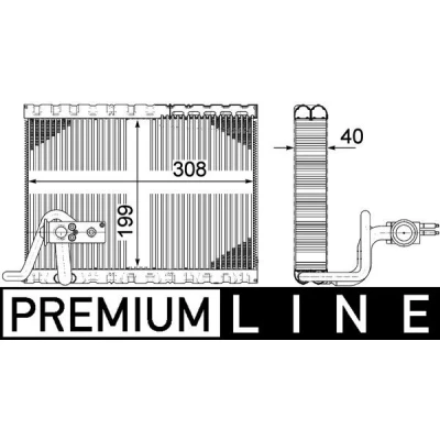 Abbildung von MAHLE ORIGINAL AE 124 000P Verdampfer mit Expansionsventil PEUGEOT: 3008 I