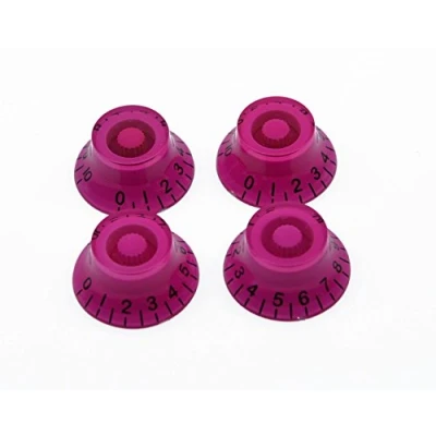 Abbildung von kaish 4 lila W/schwarz Nummer LP Gitarre Bell Knobs Potiknöpfe Top Hat Knöpfe für Les Paul