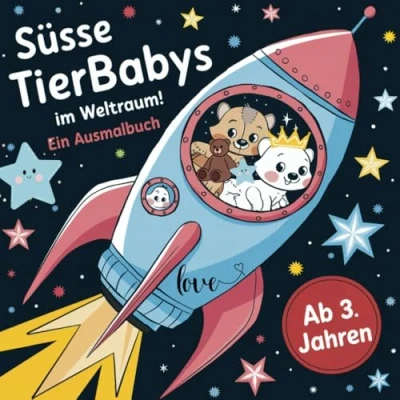 Abbildung von Süsse Tierbabys im Weltraum: Ein Ausmalbuch ab 3 Jahren