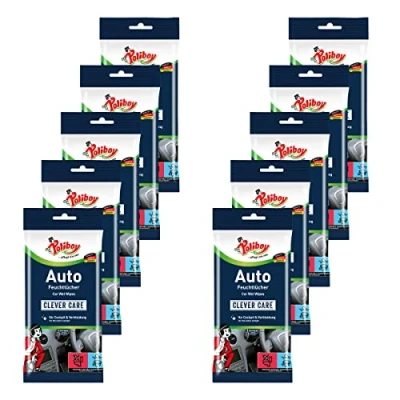 Abbildung von Poliboy Alles für die Autoreinigung Auto Feuchttücher perfekt gründliche Reinigung des Innenraums 10er Pack 10x20 Stück Made in Germany