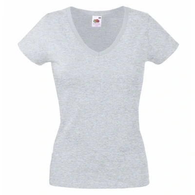 Abbildung von Fruit of the Loom Valueweight T Shirt für Damen mit V Ausschnitt Gr. 44, grau meliert