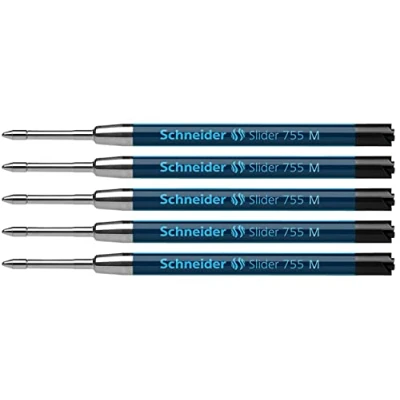 Abbildung von Schneider 175601 Slider 755 Ersatzmine (ViscoGlide Technologie, dokumentenecht, MMittel), schwarz (5er Pack, Mittelstrich, schwarz)