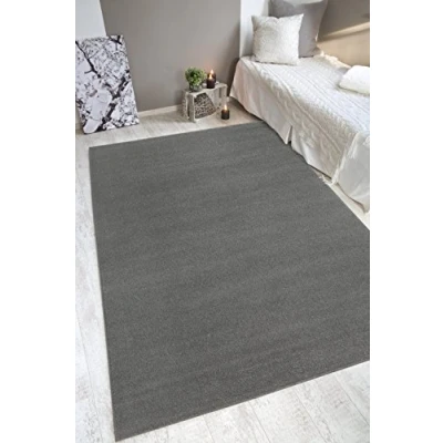 Abbildung von andiamo Webteppich moderner stilvoller Kurzflor Teppich robust und pflegeleicht aus 100% Polypropylen geeignet für Fußbodenheizung Saugroboter 160 x 230 cm Einfarbig Hellgrau