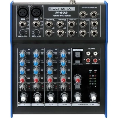 Abbildung von Pronomic M 602 Live/Studio Mischpult (2 Mono Kanäle XLR/Klinke, 2 Stereo Kanäle, 3 Band EQ, 48V Phantomspeisung)
