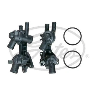 Abbildung von GATES TH49487/87G1 Kühlwasserthermostat 87 mit Dichtungen Gehäuse VOLKSWAGEN: Golf 5 Schrägheck, Touran I, Passat B6 Variant, AUDI: A3 Schrägheck