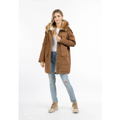 Abbildung von DREIMASTER Vintage Damen Winterparka XXL / Sand Weiß 100% Baumwolle