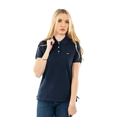 Abbildung von Tommy Hilfiger Damen Slim Polohemd, Blau (Twilight Navy), XS