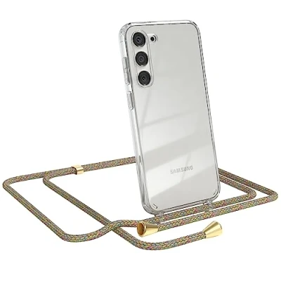 Abbildung von EAZY CASE Handykette kompatibel mit Samsung Galaxy S23 Plus Kette zum Umhängen für Hülle Band aus Silikon stoßfeste transparente Handyhülle als Fallschutz in Rainbow