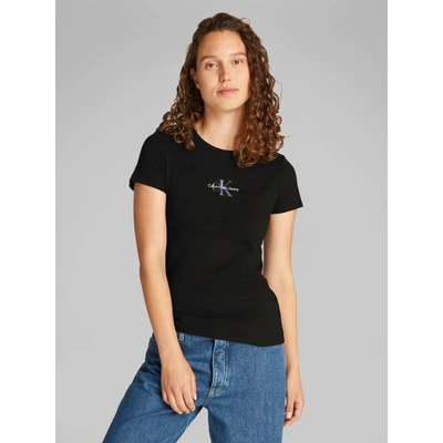 Abbildung von Calvin Klein Jeans Gradient Monologo SLIM TEE Tshirt basic, Damen, Größe: XL, Black