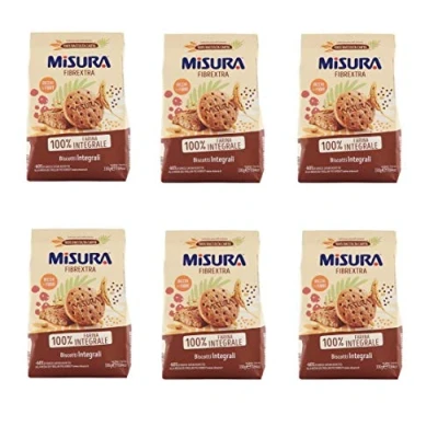 Abbildung von 6x Misura Biscotti Integrali Fibrextra Vollkornkekse, 100% Vollkornmehl, Reich an Ballaststoffen, biscuits cookies 330g + Italian Gourmet polpa 400g