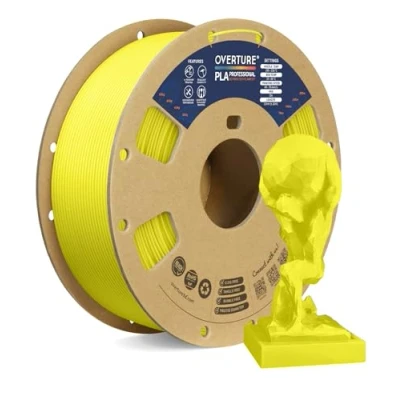 Abbildung von OVERTURE PLA Plus (PLA+) Filament 1,75 mm, professionelle Festigkeit, 1kg (2,2 lbs), Maßgenauigkeit +/ 0,02 für 3D Drucker (Leuchtgelb)