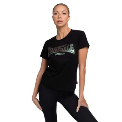 Abbildung von Lonsdale Harray Tshirt print, Damen, Größe: XL, Black rainbow