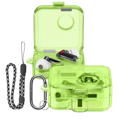 Abbildung von kwmobile Hülle kompatibel mit Nothing Ear (2) Hardcover Schutzhülle Etui Case Cover Kopfhörer Grün Transparent