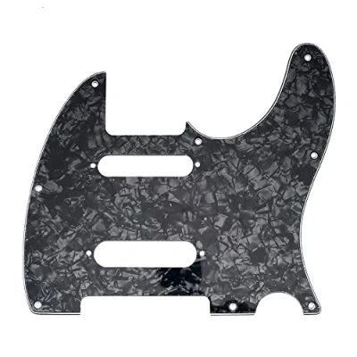 Abbildung von Musiclily Pro 8 Löcher SS Gitarre Tele Schlagbrett Pickguard für USA/Mexico Fender Deluxe Nashville Telecaster E Gitarre, 4 lagig Black Pearl