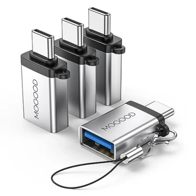 Abbildung von MOGOOD Adapter USB C auf 3.0, Stecker 3.0 Buchse Adapter, Thunderbolt 4/3 für MacBook Pro, Air, Chromebook, Pixelbook, Microsoft Surface, Samsung Galaxy und mehr