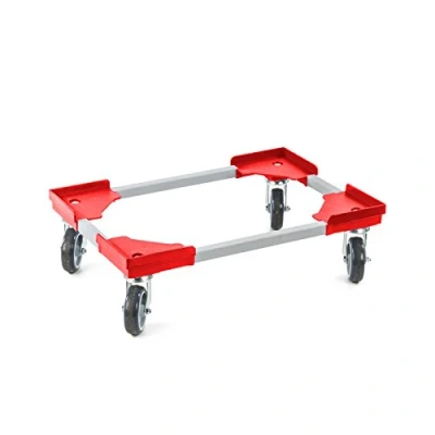 Abbildung von aidB Transportroller Variabel 600x400 Gummiräder 4 Lenkrollen Rot